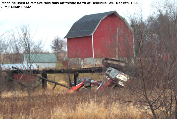 Machine fell off RR trestle